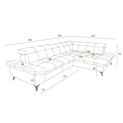 Canapé d'angle convertible en L MARANO droit noir