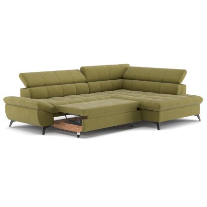 Canapé d'angle convertible en L MARANO droit olive