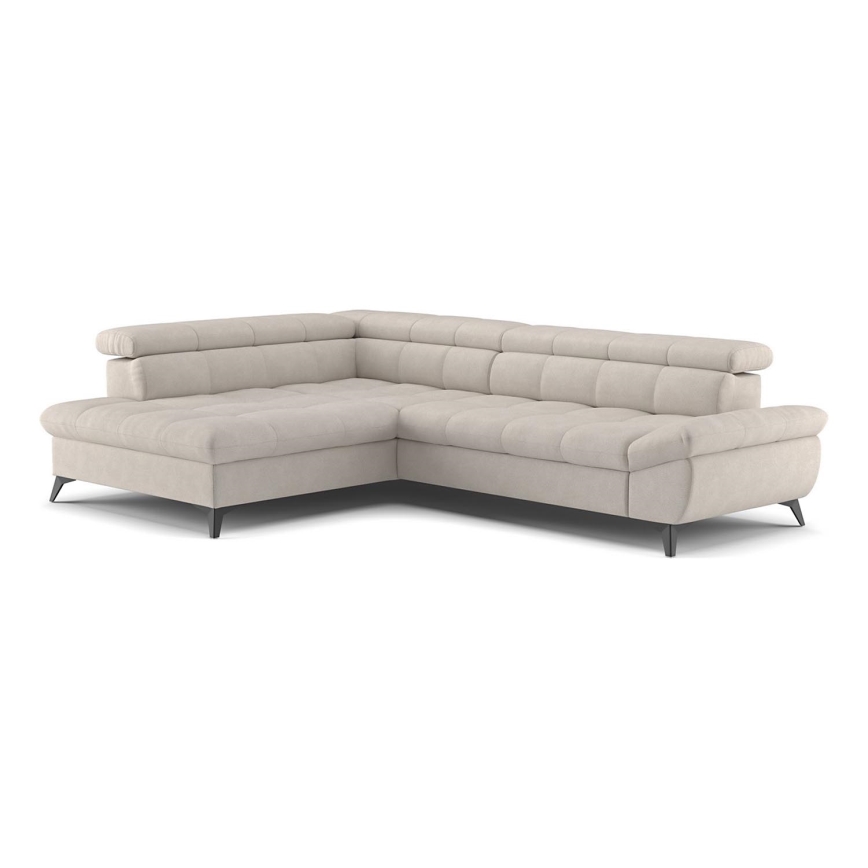 Canapé d'angle convertible en L MARANO gauche beige