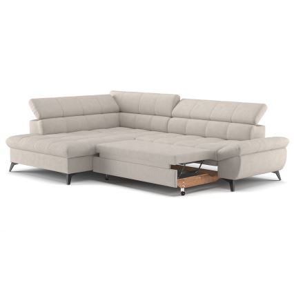 Canapé d'angle convertible en L MARANO gauche beige