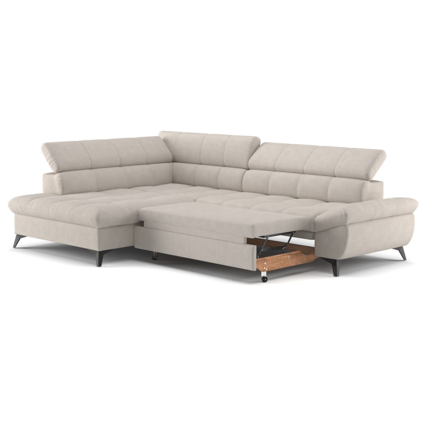 Canapé d'angle convertible en L MARANO gauche beige