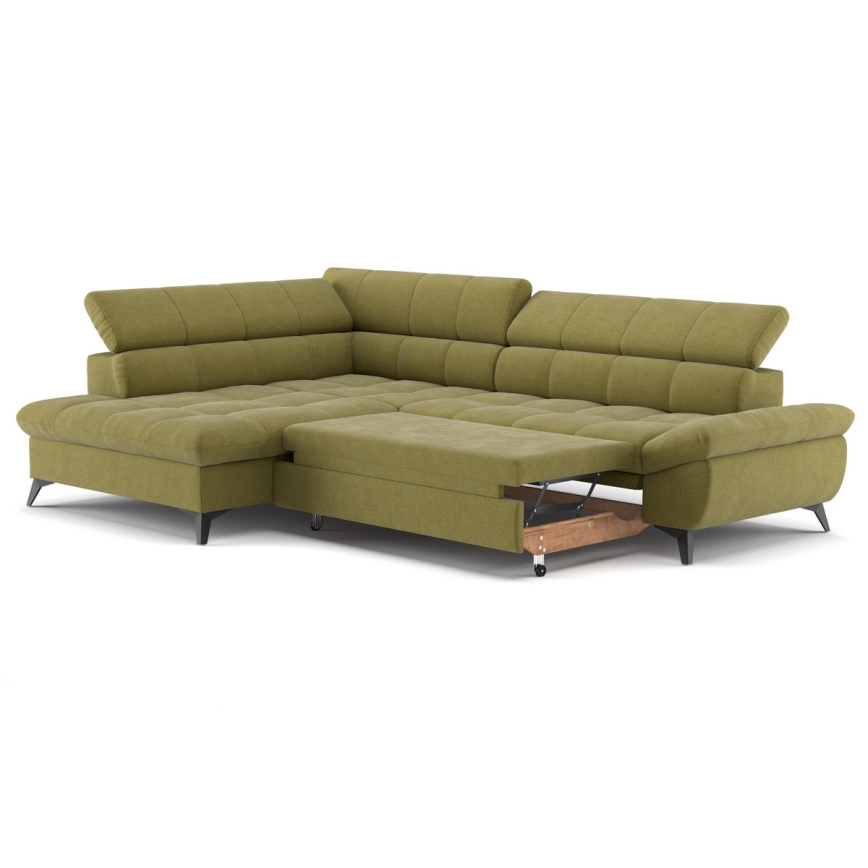 Canapé d'angle convertible en L MARANO gauche olive