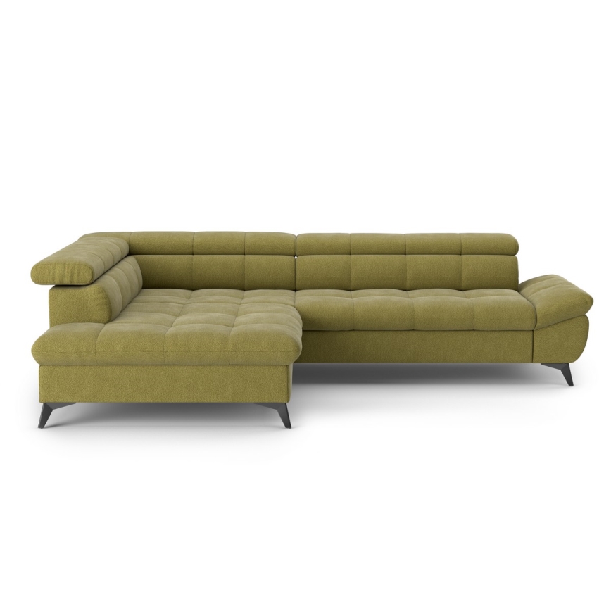 Canapé d'angle convertible en L MARANO gauche olive