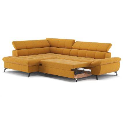 Canapé d'angle convertible en L MARANO gauche orange