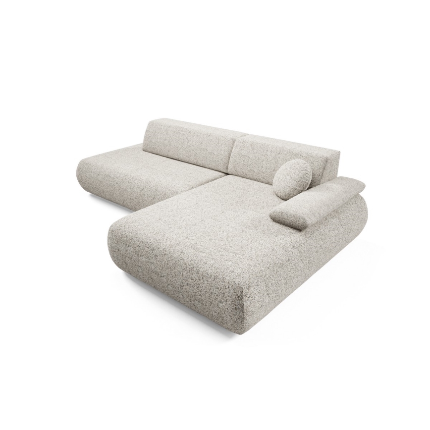 Canapé d'angle convertible en L PRATO, version droite, beige, avec coffre de rangement