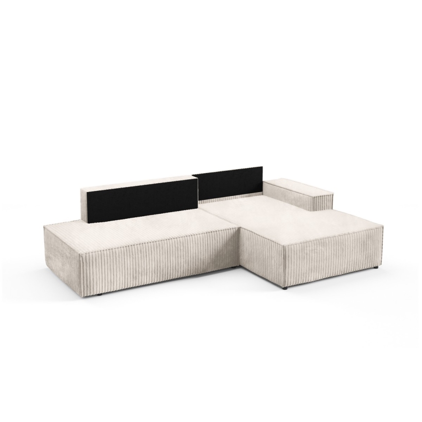 Canapé d'angle convertible en L TERAMO avec coffre de rangement, angle droit, beige