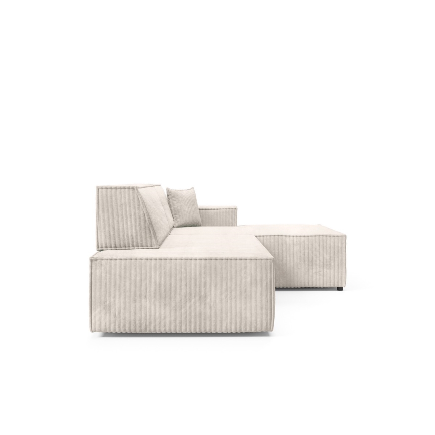 Canapé d'angle convertible en L TERAMO avec coffre de rangement, angle droit, beige