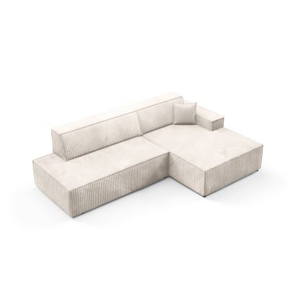 Canapé d'angle convertible en L TERAMO avec coffre de rangement, angle droit, beige