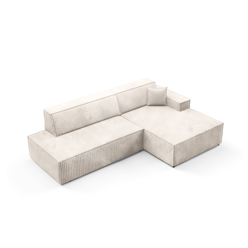Canapé d'angle convertible en L TERAMO avec coffre de rangement, angle droit, beige