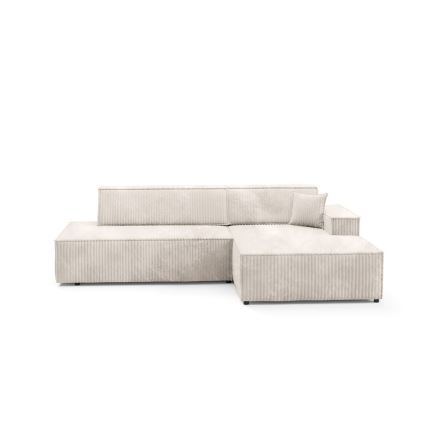 Canapé d'angle convertible en L TERAMO avec coffre de rangement, angle droit, beige