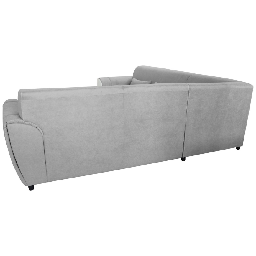 Canapé d'angle convertible en L VISEU, angle droit, gris/blanc, avec coffre de rangement