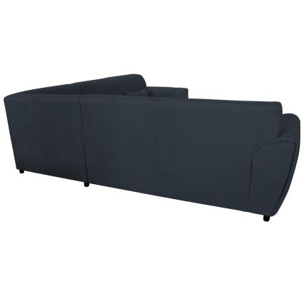 Canapé d'angle convertible en L VISEU avec coffre de rangement, version gauche — anthracite/noir