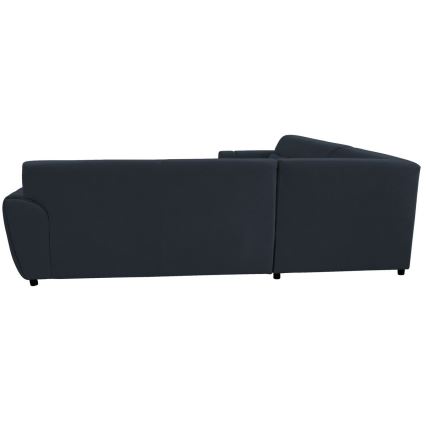 Canapé d'angle convertible en L VISEU avec coffre de rangement, version gauche — anthracite/noir