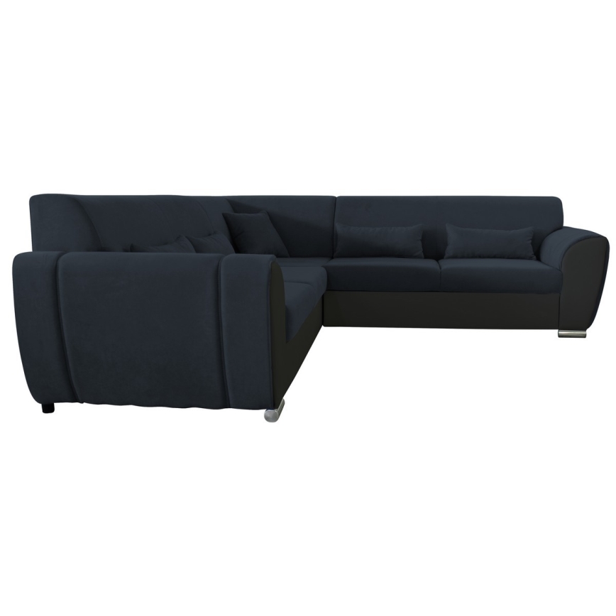 Canapé d'angle convertible en L VISEU avec coffre de rangement, version gauche — anthracite/noir