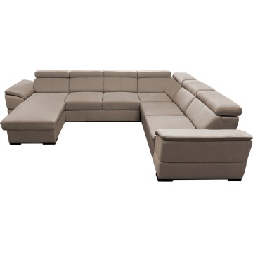 Canapé d'angle convertible en U à angle réversible avec coffre de rangement GRANADA, beige