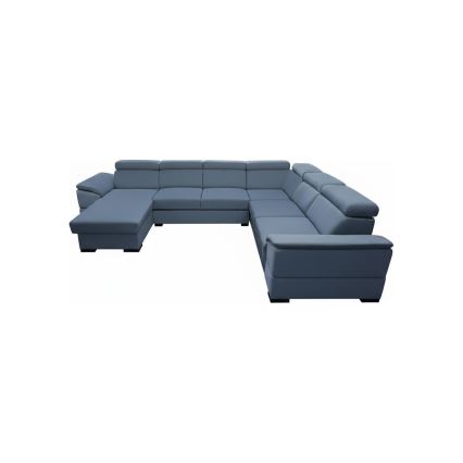 Canapé d'angle convertible en U réversible avec coffre de rangement GRANADA bleu
