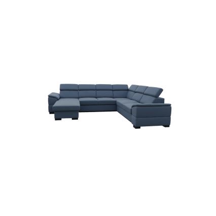 Canapé d'angle convertible en U réversible avec coffre de rangement GRANADA bleu