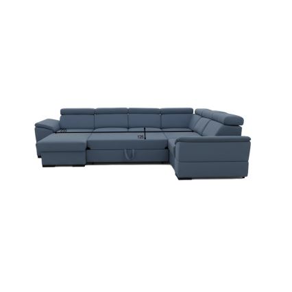 Canapé d'angle convertible en U réversible avec coffre de rangement GRANADA bleu