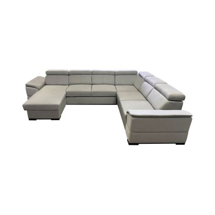 Canapé d'angle convertible en U réversible avec coffre de rangement GRANADA gris clair