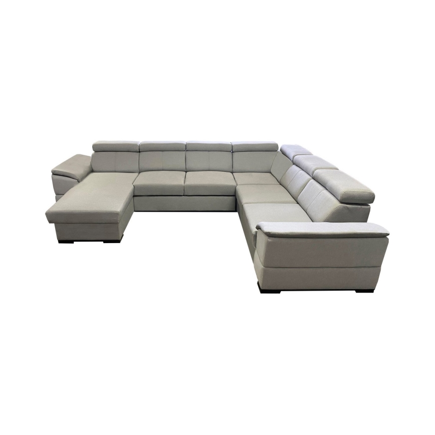 Canapé d'angle convertible en U réversible avec coffre de rangement GRANADA gris clair