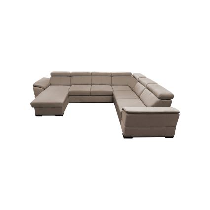 Canapé d'angle convertible en U à angle réversible avec coffre de rangement GRANADA, beige