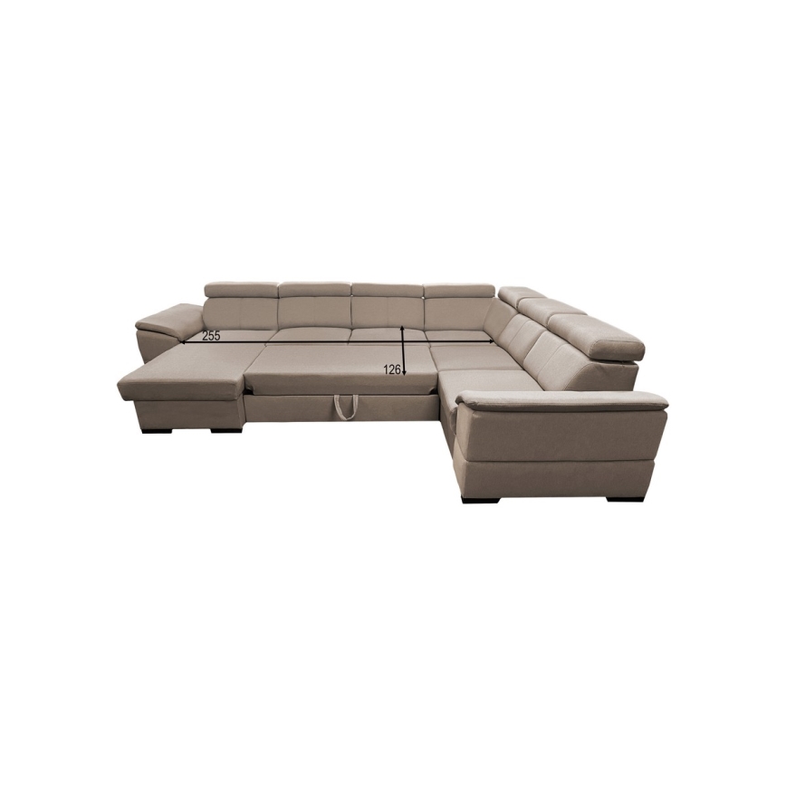 Canapé d'angle convertible en U à angle réversible avec coffre de rangement GRANADA, beige