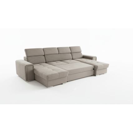 Canapé d'angle convertible en U à angle réversible avec coffre de rangement SALVADA beige