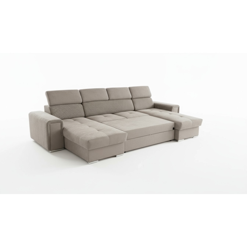 Canapé d'angle convertible en U à angle réversible avec coffre de rangement SALVADA beige