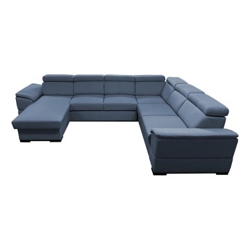 Canapé d'angle convertible en U avec rangement universel GRANADA bleu