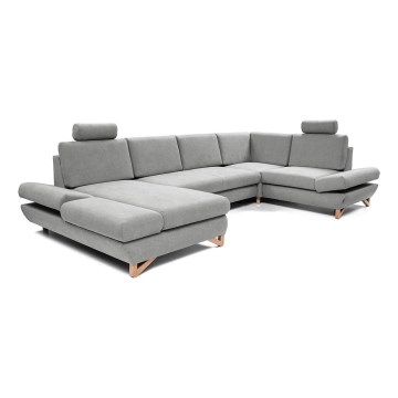Canapé d'angle convertible en U AVESTA gris avec rangement intégré