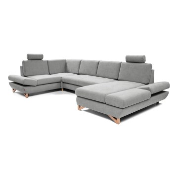 Canapé d'angle convertible en U AVESTA gris avec rangement intégré
