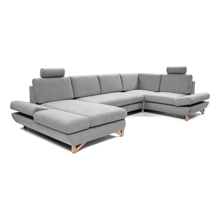 Canapé d'angle convertible en U AVESTA, rembourré, avec coffre de rangement, gris