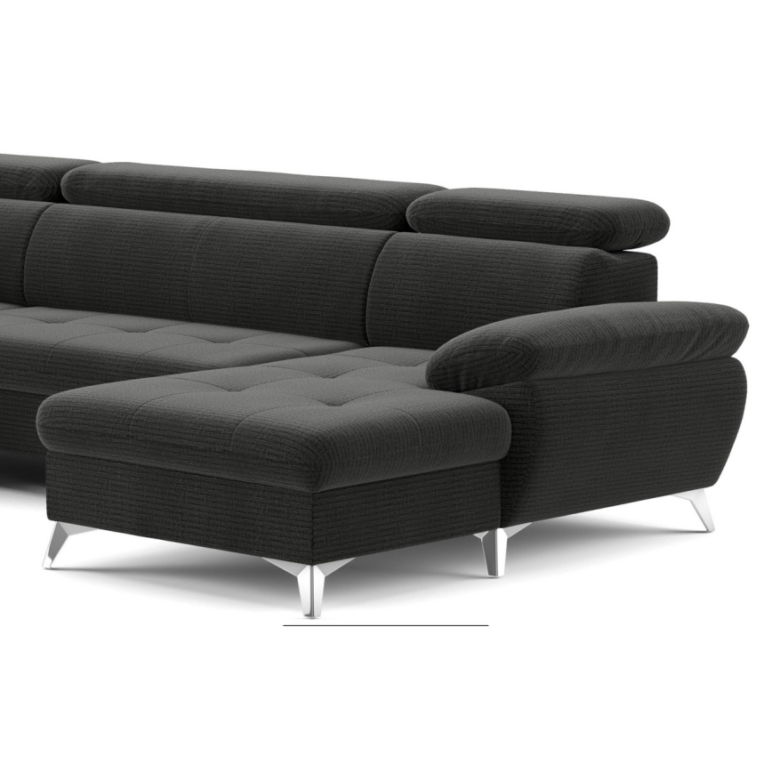 Canapé d'angle convertible en U CATANIA avec rangement, version gauche, graphite