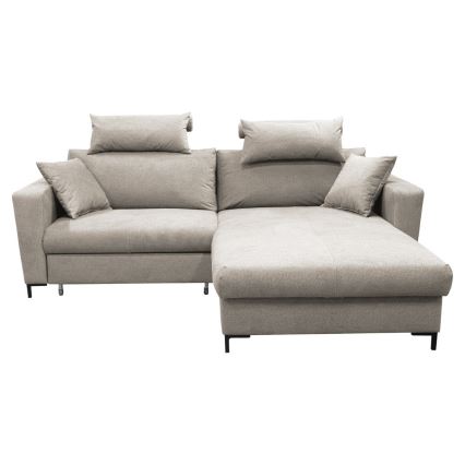 Canapé d'angle convertible HORTA en L avec coffre de rangement, côté droit, gris