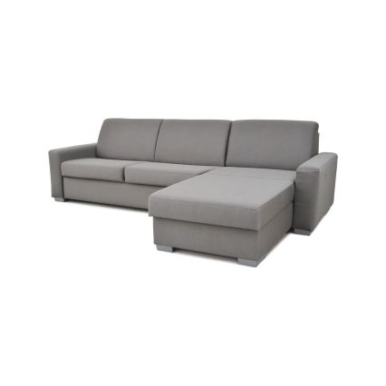 Canapé d'angle convertible pour couchage quotidien avec rangement en L LEKA droit gris