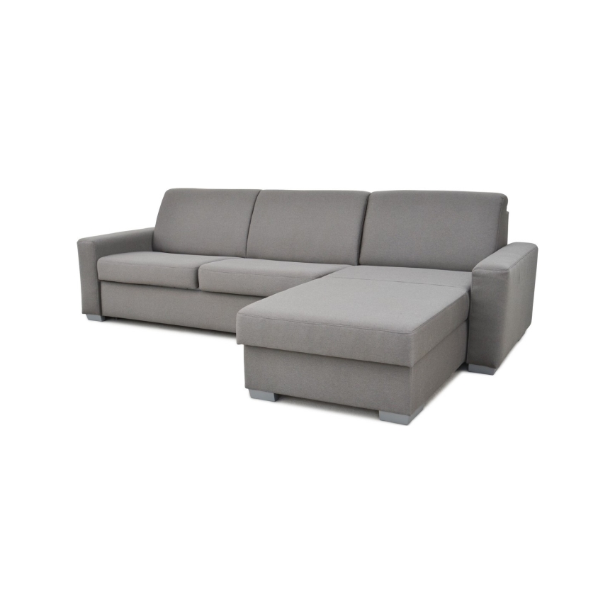 Canapé d'angle convertible pour couchage quotidien avec rangement en L LEKA droit gris