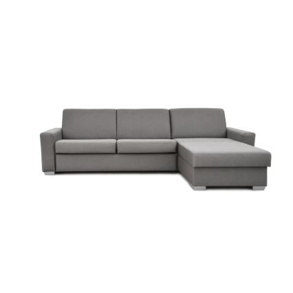 Canapé d'angle convertible pour couchage quotidien avec rangement en L LEKA droit gris