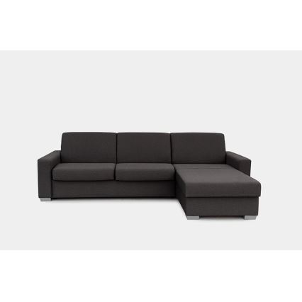 Canapé d'angle convertible en L LEKA droit marron avec rangement, idéal pour un couchage quotidien