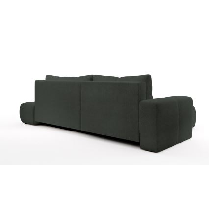 Canapé d'angle convertible ALMADA en L, tapissé, avec coffre de rangement, version gauche, coloris anthracite