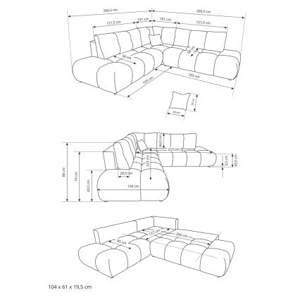 Canapé d'angle convertible ALMADA en L, revêtement tissu, avec coffre de rangement — configuration gauche, beige