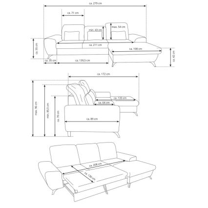 Canapé d'angle convertible rembourré ALTA en L, côté gauche, beige, avec coffre de rangement