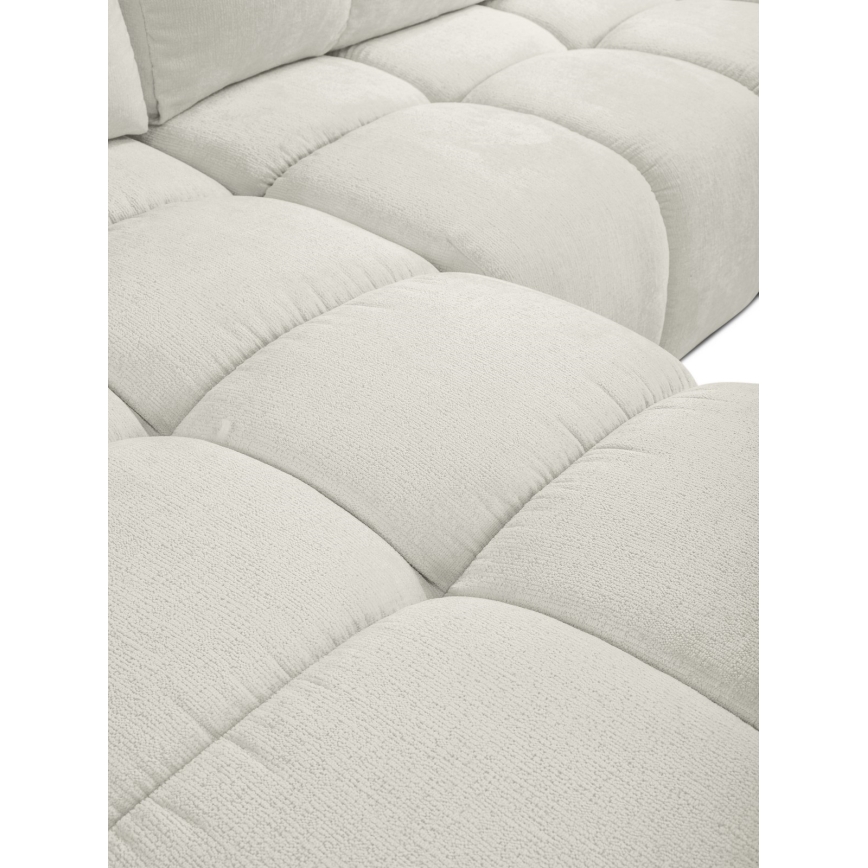 Canapé d'angle rembourré ALMADA convertible en L, version gauche, beige, avec coffre de rangement