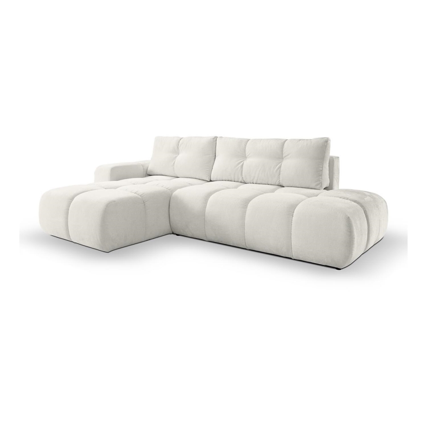 Canapé d'angle convertible rembourré avec rangement en L ALMADA gauche beige