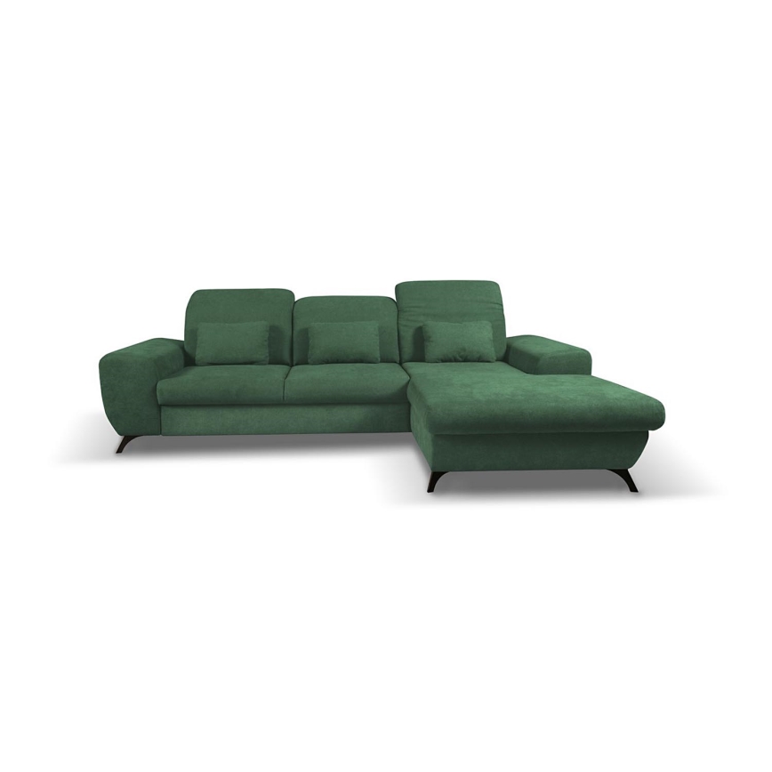 Canapé d'angle convertible rembourré avec rangement en L ALTA droit vert
