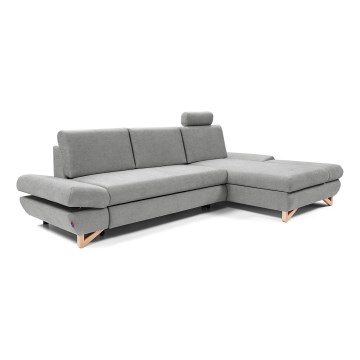Canapé d'angle convertible rembourré avec rangement en L AVESTA droit gris