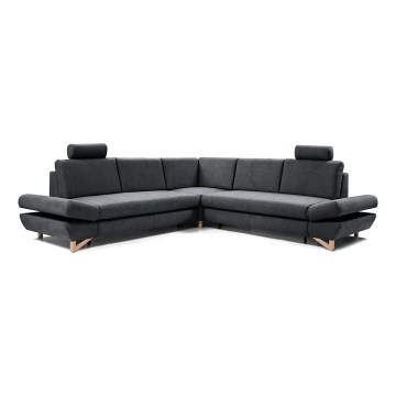 Canapé d'angle convertible rembourré avec rangement en L AVESTA, version droite, anthracite