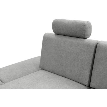 Canapé d'angle convertible rembourré AVESTA avec coffre de rangement, en L, version gauche, gris