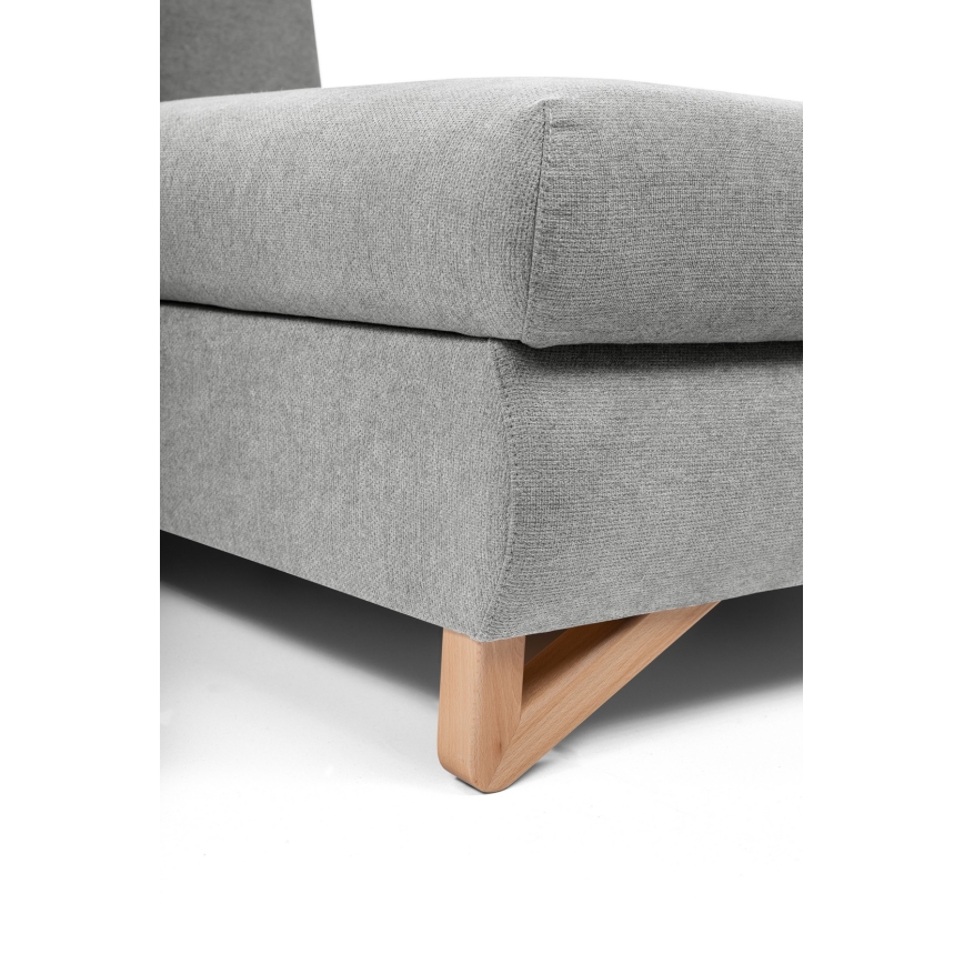 Canapé d'angle convertible rembourré AVESTA en L avec coffre de rangement, angle droit, gris