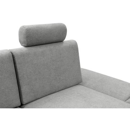 Canapé d'angle convertible rembourré AVESTA en L avec coffre de rangement, angle droit, gris