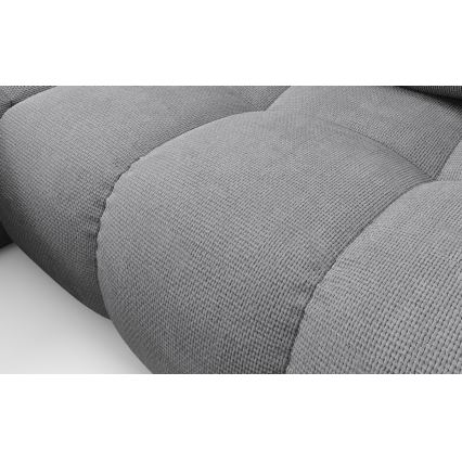 Canapé d'angle convertible rembourré ALMADA en L, version gauche, gris, avec coffre de rangement intégré